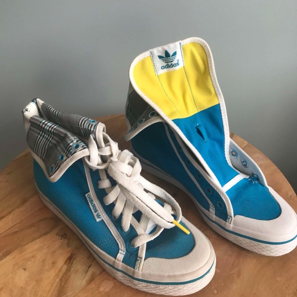 Rare Adidas Honey Blue and Yellow Women's high tops - Picture 1 of 4